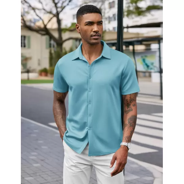 COOFANDY Mens Casual Wrinkle Free Shirts Short Sleeve Button Down Summer Stretch Dress Shirt