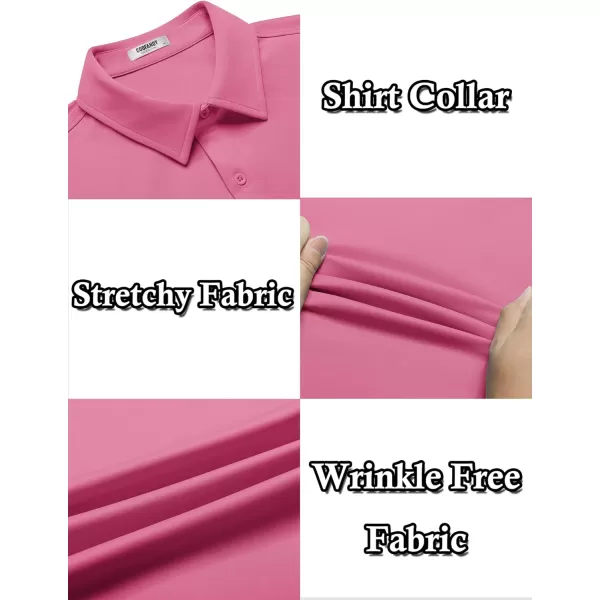 COOFANDY Mens Casual Wrinkle Free Shirts Short Sleeve Button Down Summer Stretch Dress Shirt