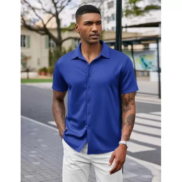 COOFANDY Mens Casual Wrinkle Free Shirts Short Sleeve Button Down Summer Stretch Dress Shirt