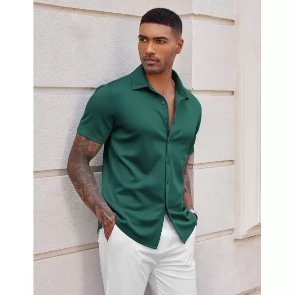 COOFANDY Mens Casual Wrinkle Free Shirts Short Sleeve Button Down Summer Stretch Dress Shirt