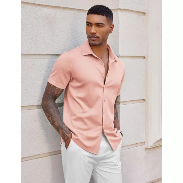 COOFANDY Mens Casual Wrinkle Free Shirts Short Sleeve Button Down Summer Stretch Dress Shirt