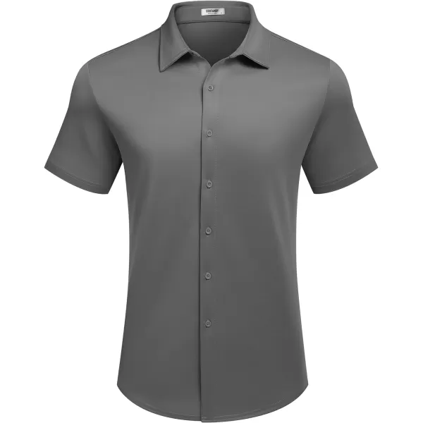 COOFANDY Mens Casual Wrinkle Free Shirts Short Sleeve Button Down Summer Stretch Dress Shirt