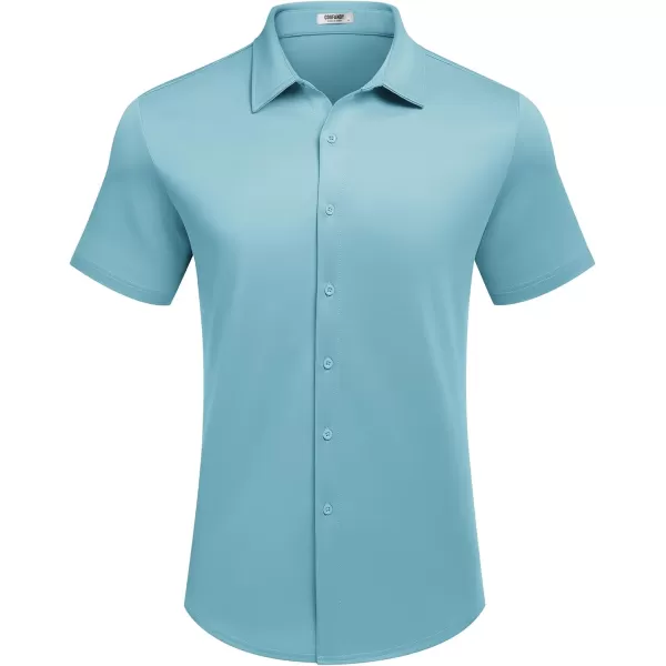 COOFANDY Mens Casual Wrinkle Free Shirts Short Sleeve Button Down Summer Stretch Dress Shirt