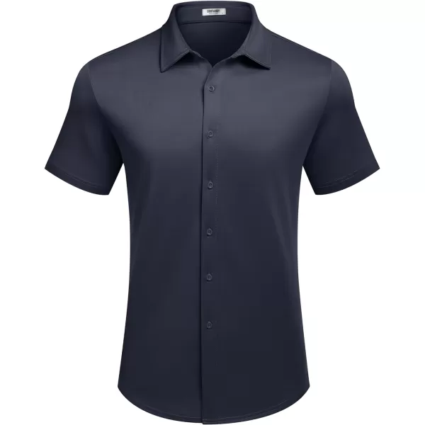 COOFANDY Mens Casual Wrinkle Free Shirts Short Sleeve Button Down Summer Stretch Dress Shirt