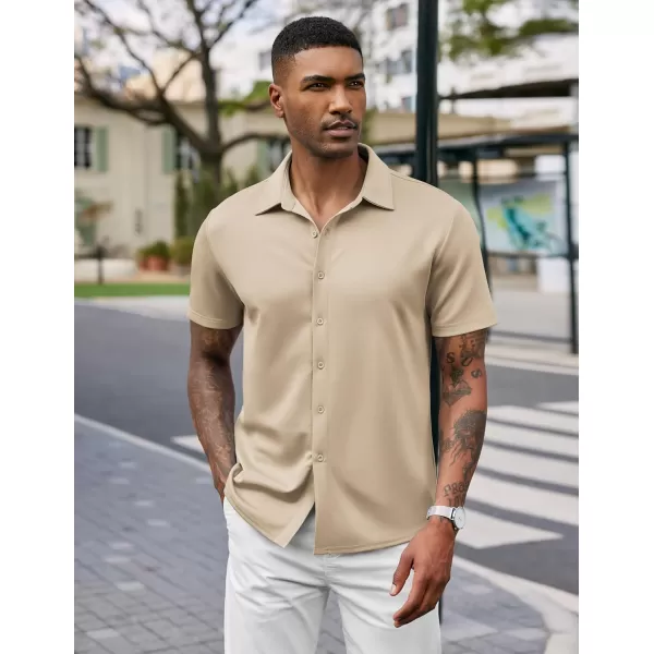 COOFANDY Mens Casual Wrinkle Free Shirts Short Sleeve Button Down Summer Stretch Dress Shirt