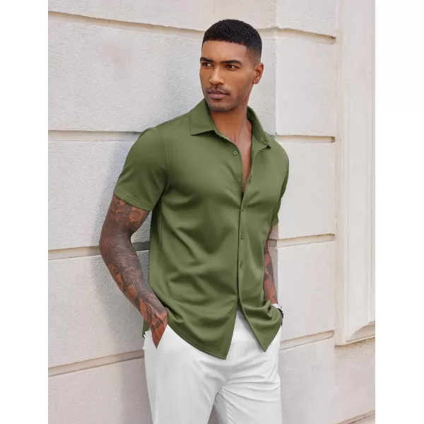 COOFANDY Mens Casual Wrinkle Free Shirts Short Sleeve Button Down Summer Stretch Dress Shirt