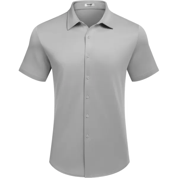 COOFANDY Mens Casual Wrinkle Free Shirts Short Sleeve Button Down Summer Stretch Dress Shirt