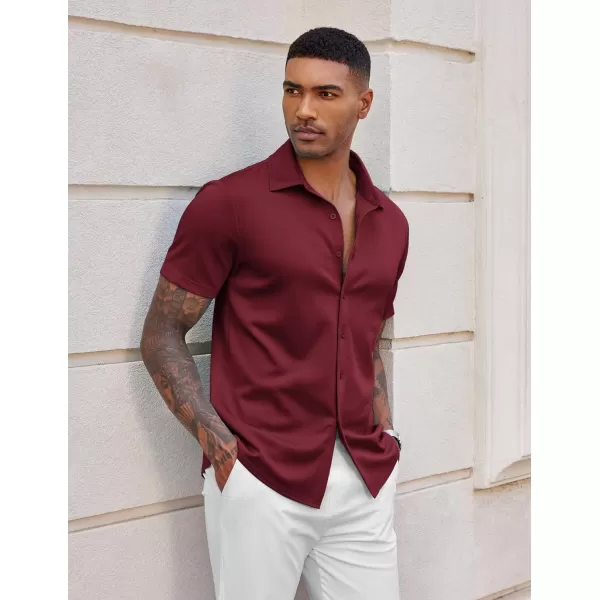 COOFANDY Mens Casual Wrinkle Free Shirts Short Sleeve Button Down Summer Stretch Dress Shirt