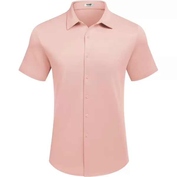 COOFANDY Mens Casual Wrinkle Free Shirts Short Sleeve Button Down Summer Stretch Dress Shirt