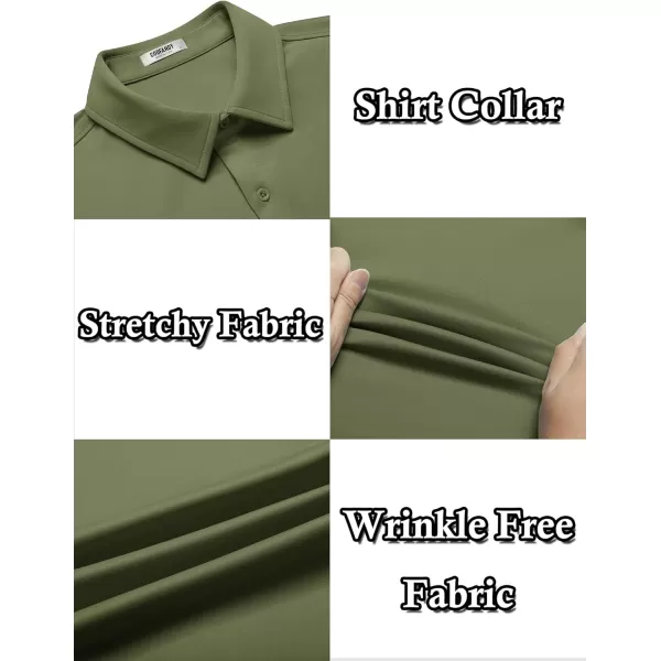 COOFANDY Mens Casual Wrinkle Free Shirts Short Sleeve Button Down Summer Stretch Dress Shirt