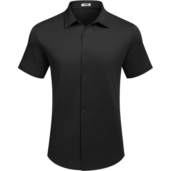 COOFANDY Mens Casual Wrinkle Free Shirts Short Sleeve Button Down Summer Stretch Dress Shirt