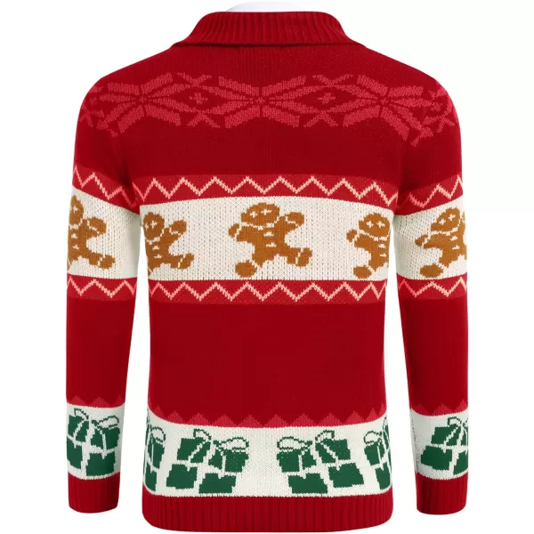 COOFANDY Men's Christmas Cardigans Ugly Xmas Sweaters Reindeer Snowflake Shawl Collar Knitted Cardigan Sweater