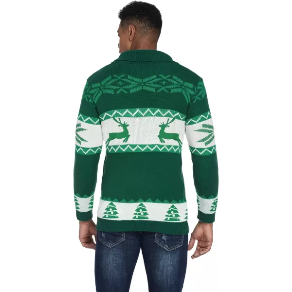 COOFANDY Men's Christmas Cardigans Ugly Xmas Sweaters Reindeer Snowflake Shawl Collar Knitted Cardigan Sweater