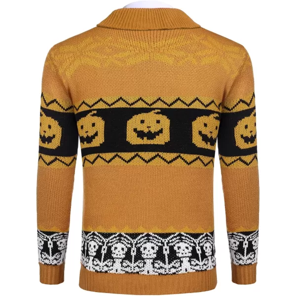 COOFANDY Men's Christmas Cardigans Ugly Xmas Sweaters Reindeer Snowflake Shawl Collar Knitted Cardigan Sweater