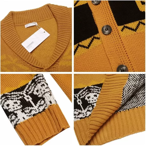 COOFANDY Men's Christmas Cardigans Ugly Xmas Sweaters Reindeer Snowflake Shawl Collar Knitted Cardigan Sweater
