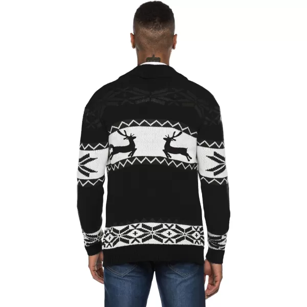 COOFANDY Men's Christmas Cardigans Ugly Xmas Sweaters Reindeer Snowflake Shawl Collar Knitted Cardigan Sweater
