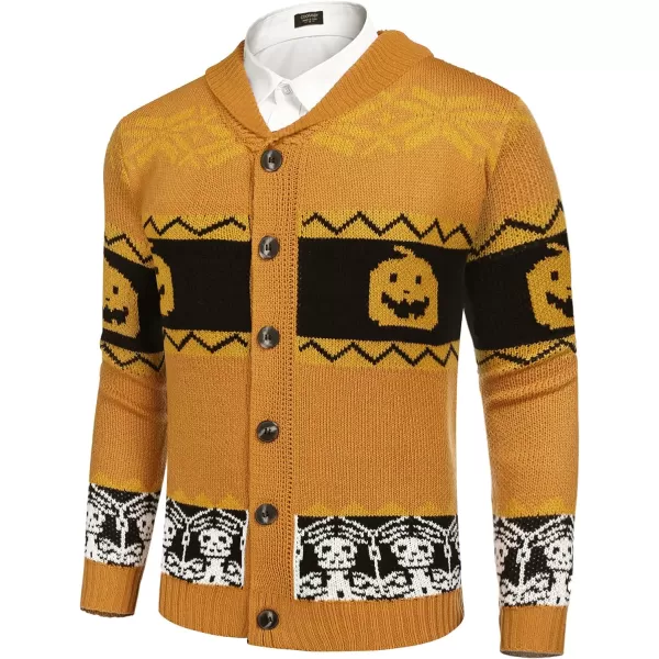 COOFANDY Men's Christmas Cardigans Ugly Xmas Sweaters Reindeer Snowflake Shawl Collar Knitted Cardigan Sweater