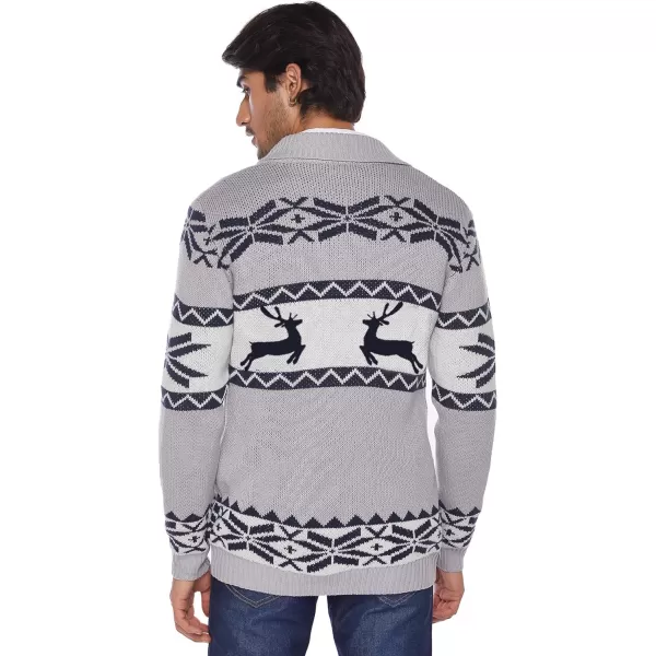 COOFANDY Men's Christmas Cardigans Ugly Xmas Sweaters Reindeer Snowflake Shawl Collar Knitted Cardigan Sweater