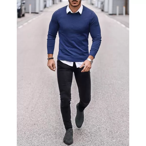 COOFANDY Men's Crew Neck Sweater Slim Fit Lightweight Sweatshirts Knitted Pullover for Casual Or Dressy Wear