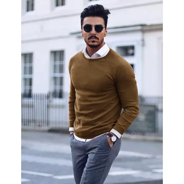 COOFANDY Men's Crew Neck Sweater Slim Fit Lightweight Sweatshirts Knitted Pullover for Casual Or Dressy Wear