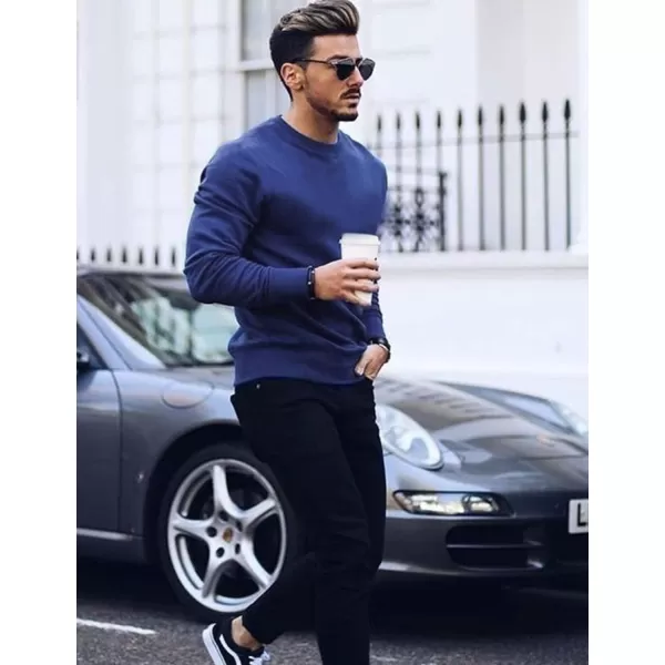 COOFANDY Men's Crew Neck Sweater Slim Fit Lightweight Sweatshirts Knitted Pullover for Casual Or Dressy Wear