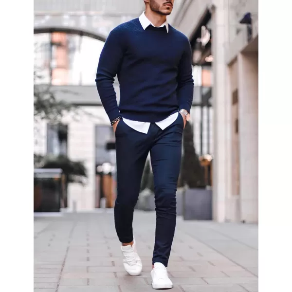 COOFANDY Men's Crew Neck Sweater Slim Fit Lightweight Sweatshirts Knitted Pullover for Casual Or Dressy Wear