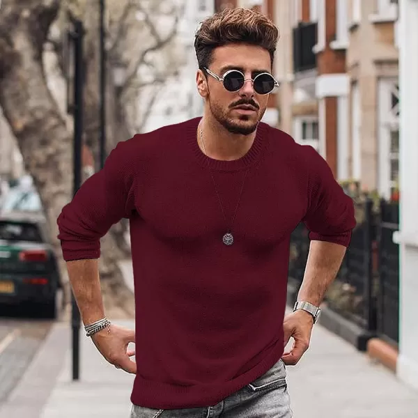 COOFANDY Men's Crew Neck Sweater Slim Fit Lightweight Sweatshirts Knitted Pullover for Casual Or Dressy Wear