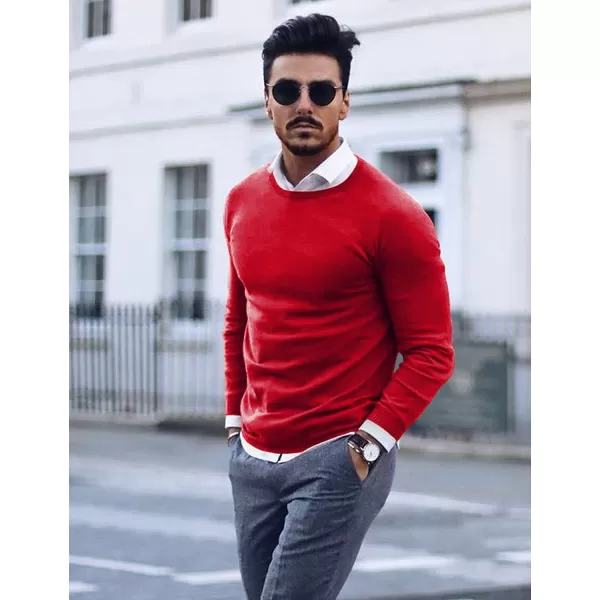 COOFANDY Men's Crew Neck Sweater Slim Fit Lightweight Sweatshirts Knitted Pullover for Casual Or Dressy Wear