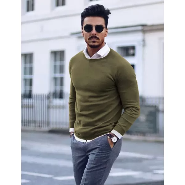 COOFANDY Men's Crew Neck Sweater Slim Fit Lightweight Sweatshirts Knitted Pullover for Casual Or Dressy Wear