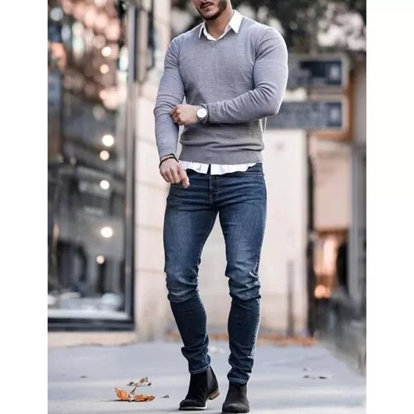 COOFANDY Men's Crew Neck Sweater Slim Fit Lightweight Sweatshirts Knitted Pullover for Casual Or Dressy Wear
