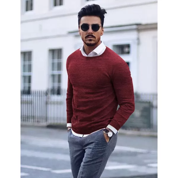 COOFANDY Men's Crew Neck Sweater Slim Fit Lightweight Sweatshirts Knitted Pullover for Casual Or Dressy Wear)