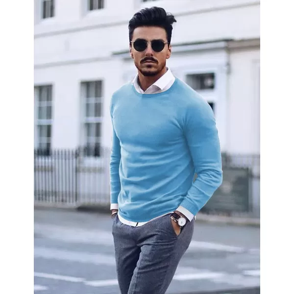 COOFANDY Men's Crew Neck Sweater Slim Fit Lightweight Sweatshirts Knitted Pullover for Casual Or Dressy Wear