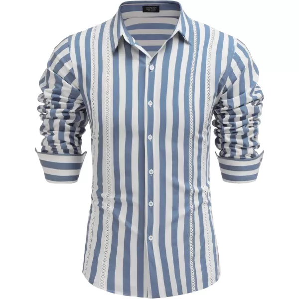 COOFANDY Mens Cuban Guayabera Shirt Casual Button Down Shirts Long Sleeve Beach Linen Shirts