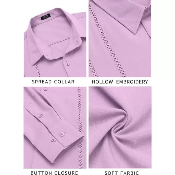 COOFANDY Mens Cuban Guayabera Shirt Casual Button Down Shirts Long Sleeve Beach Linen Shirts