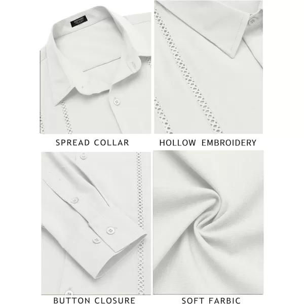 COOFANDY Mens Cuban Guayabera Shirt Casual Button Down Shirts Long Sleeve Beach Linen Shirts