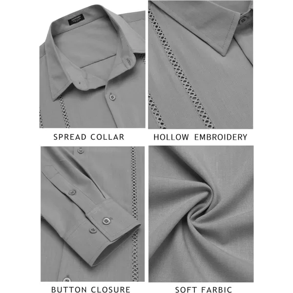 COOFANDY Mens Cuban Guayabera Shirt Casual Button Down Shirts Long Sleeve Beach Linen Shirts