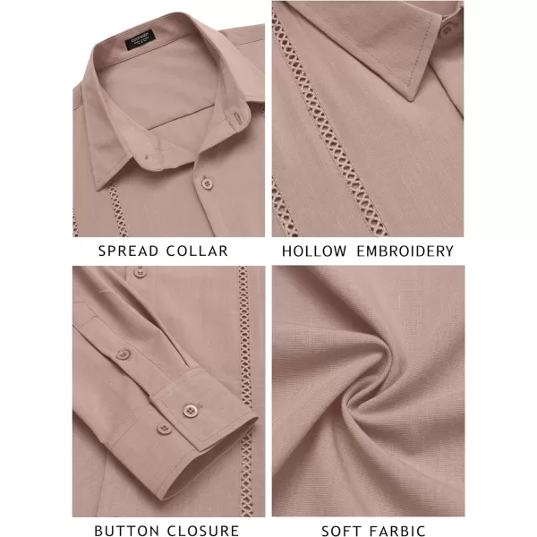 COOFANDY Mens Cuban Guayabera Shirt Casual Button Down Shirts Long Sleeve Beach Linen Shirts