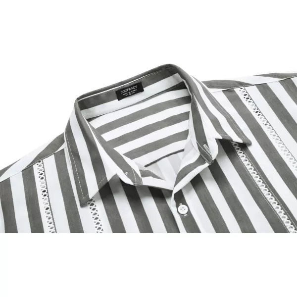 COOFANDY Mens Cuban Guayabera Shirt Casual Button Down Shirts Long Sleeve Beach Linen Shirts