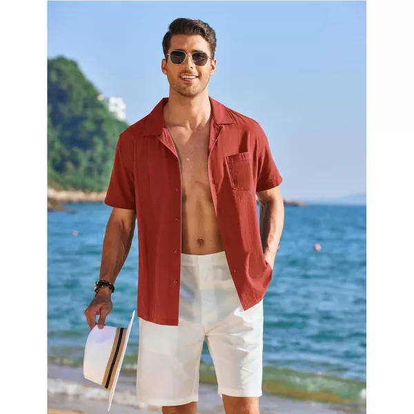 COOFANDY Mens Cuban Guayabera Shirt Short Sleeve Button Down Shirts Casual Summer Linen Shirts