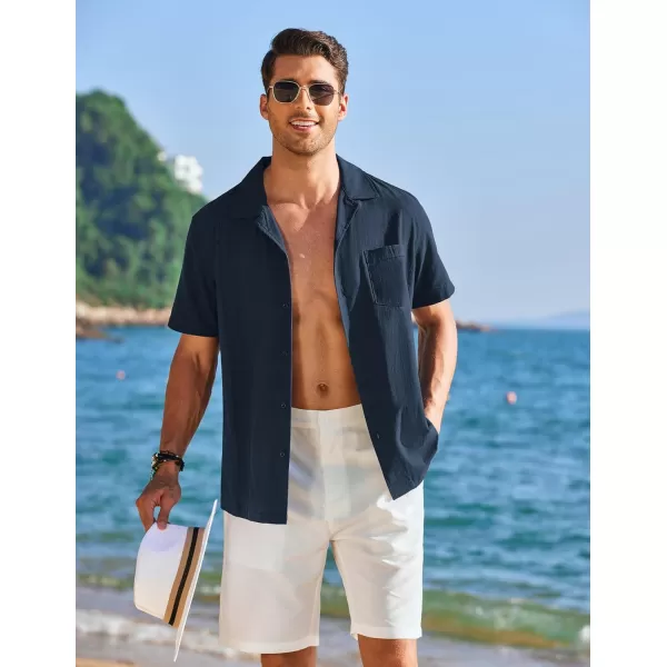COOFANDY Mens Cuban Guayabera Shirt Short Sleeve Button Down Shirts Casual Summer Linen Shirts