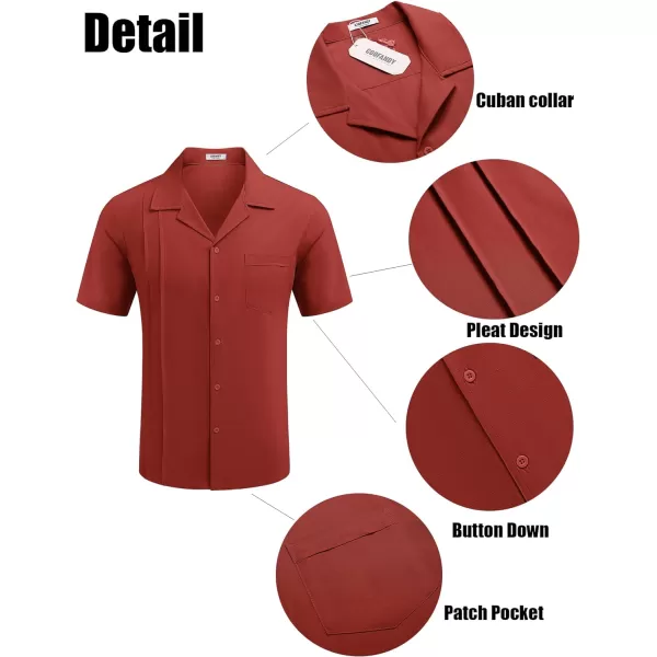 COOFANDY Mens Cuban Guayabera Shirt Short Sleeve Button Down Shirts Casual Summer Linen Shirts