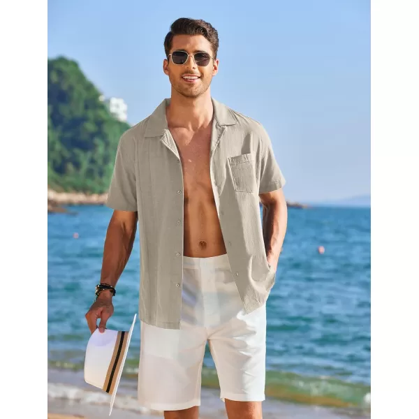 COOFANDY Mens Cuban Guayabera Shirt Short Sleeve Button Down Shirts Casual Summer Linen Shirts