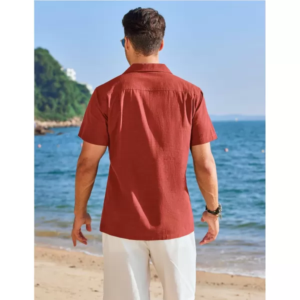 COOFANDY Mens Cuban Guayabera Shirt Short Sleeve Button Down Shirts Casual Summer Linen Shirts
