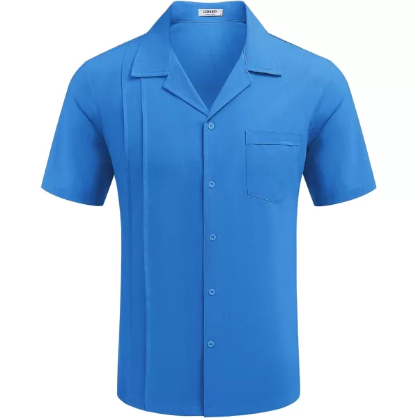 COOFANDY Mens Cuban Guayabera Shirt Short Sleeve Button Down Shirts Casual Summer Linen Shirts