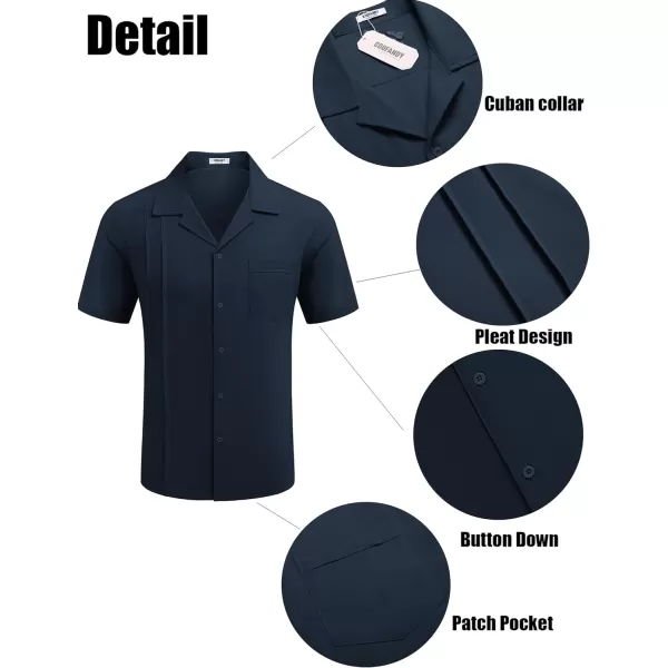 COOFANDY Mens Cuban Guayabera Shirt Short Sleeve Button Down Shirts Casual Summer Linen Shirts