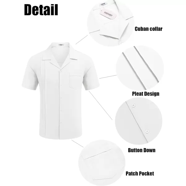 COOFANDY Mens Cuban Guayabera Shirt Short Sleeve Button Down Shirts Casual Summer Linen Shirts