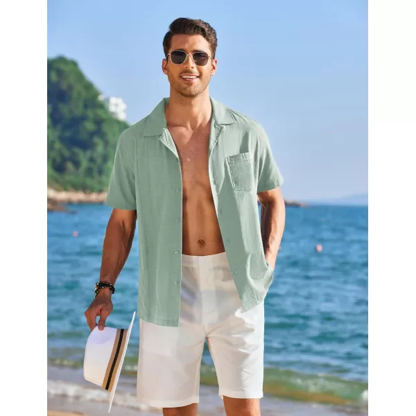 COOFANDY Mens Cuban Guayabera Shirt Short Sleeve Button Down Shirts Casual Summer Linen Shirts