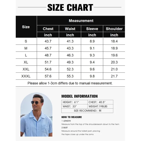 COOFANDY Mens Cuban Guayabera Shirt Short Sleeve Button Down Shirts Casual Summer Linen Shirts