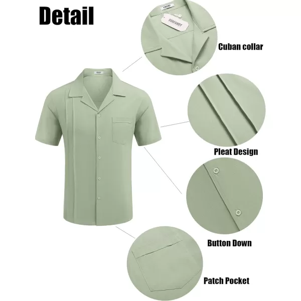 COOFANDY Mens Cuban Guayabera Shirt Short Sleeve Button Down Shirts Casual Summer Linen Shirts