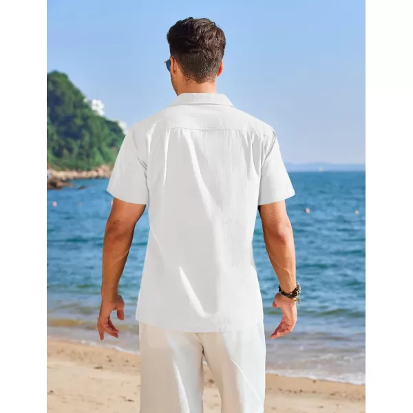 COOFANDY Mens Cuban Guayabera Shirt Short Sleeve Button Down Shirts Casual Summer Linen Shirts